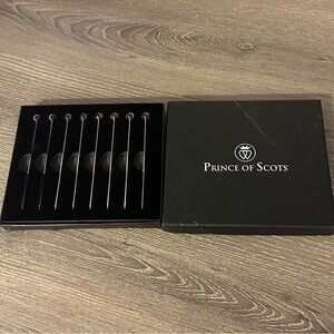 Prince of Scots 8-Piece Crystal Cocktail Pick Set Red Ruby